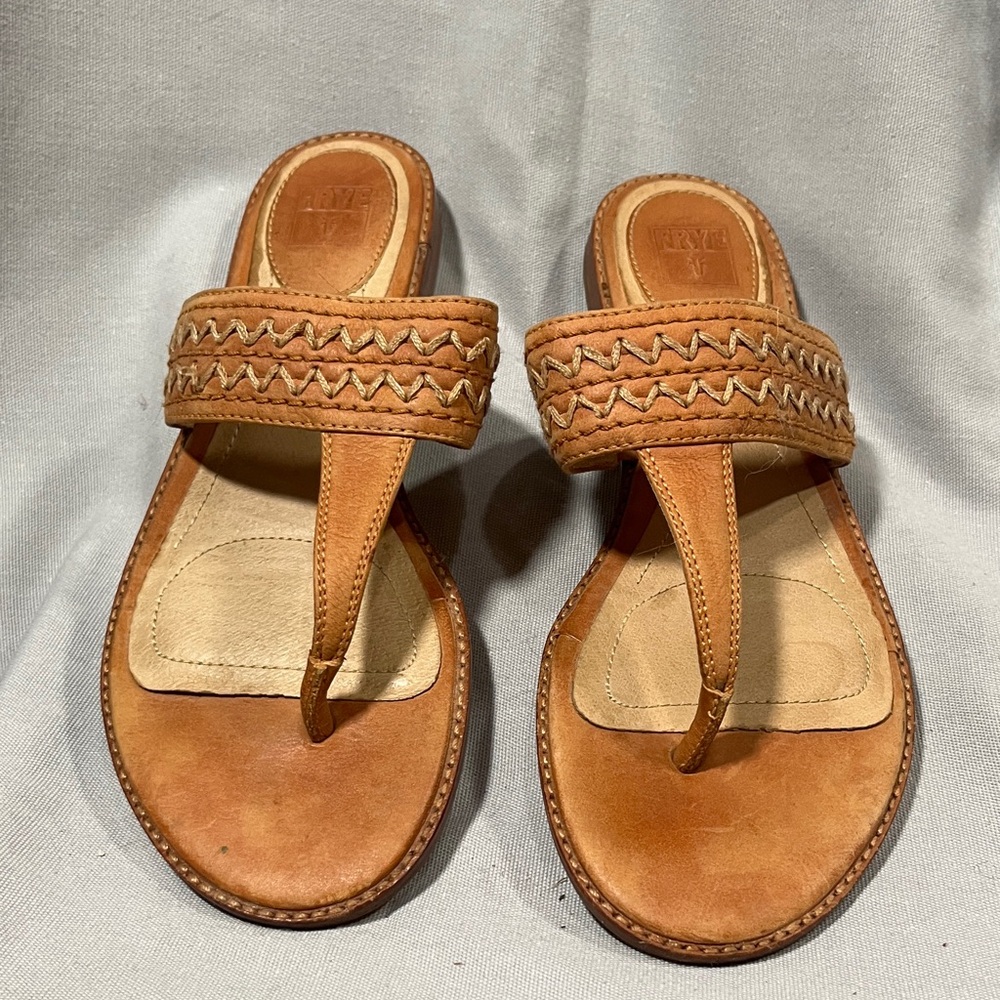 Women's 100% Leather Tan Sandals - Picture 5 of 7